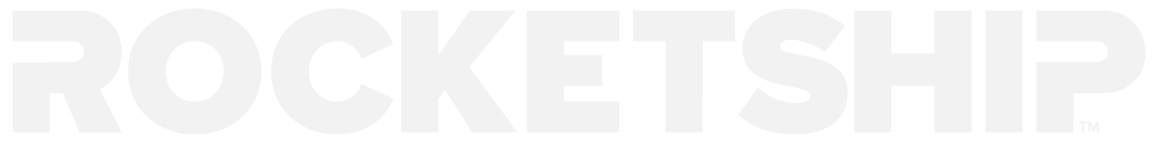 Rocketship logo — white on dark